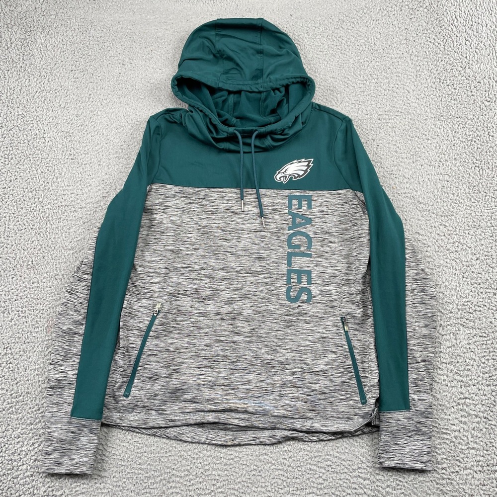 NFL Team Apparel Hoodie Womens L Green Gray Philadelphia Eagles Pullover Logo